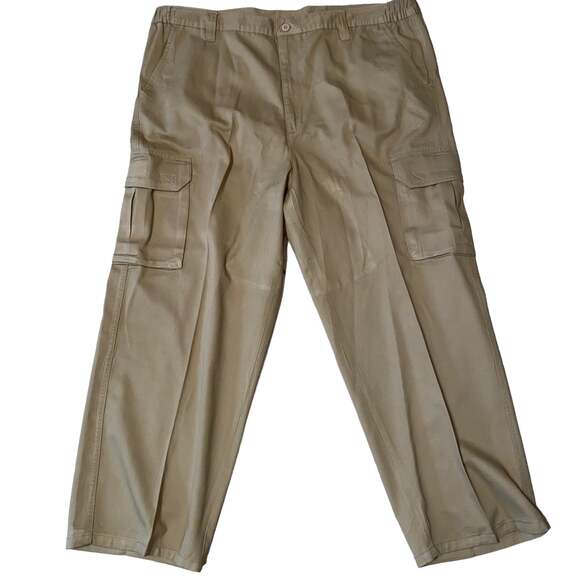 Boulder Creek Trading Company Khaki Elastic Waist Cargo Pants sz 44/38 68-0380-3 - Picture 1 of 9